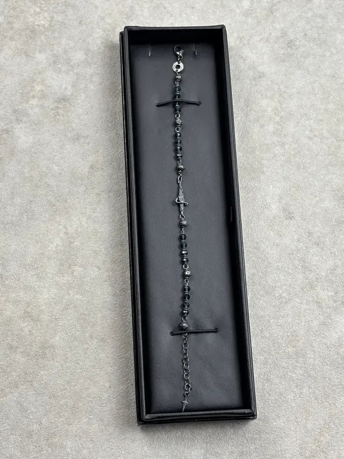 Cesare Paciotti Black Silver Faceted Beaded Bracelet rLzlpyh 4