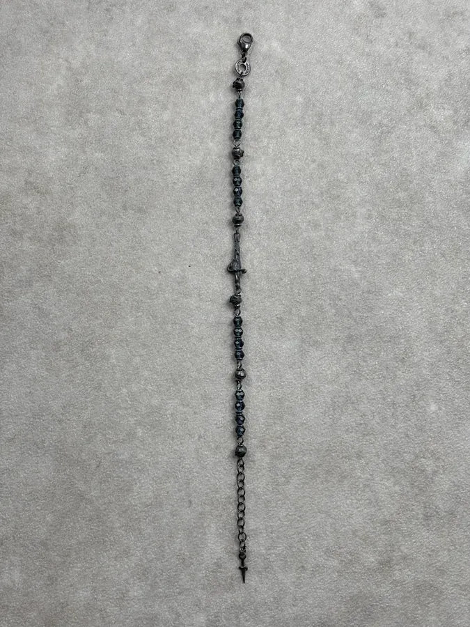 Cesare Paciotti Black Silver Faceted Beaded Bracelet rLzlpyh 6