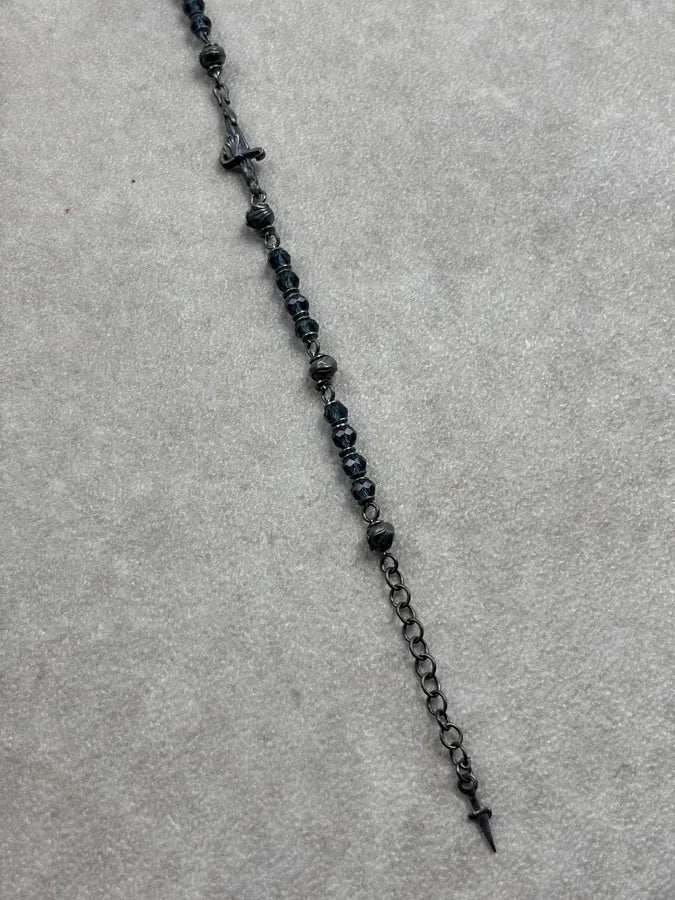 Cesare Paciotti Black Silver Faceted Beaded Bracelet rLzlpyh 7