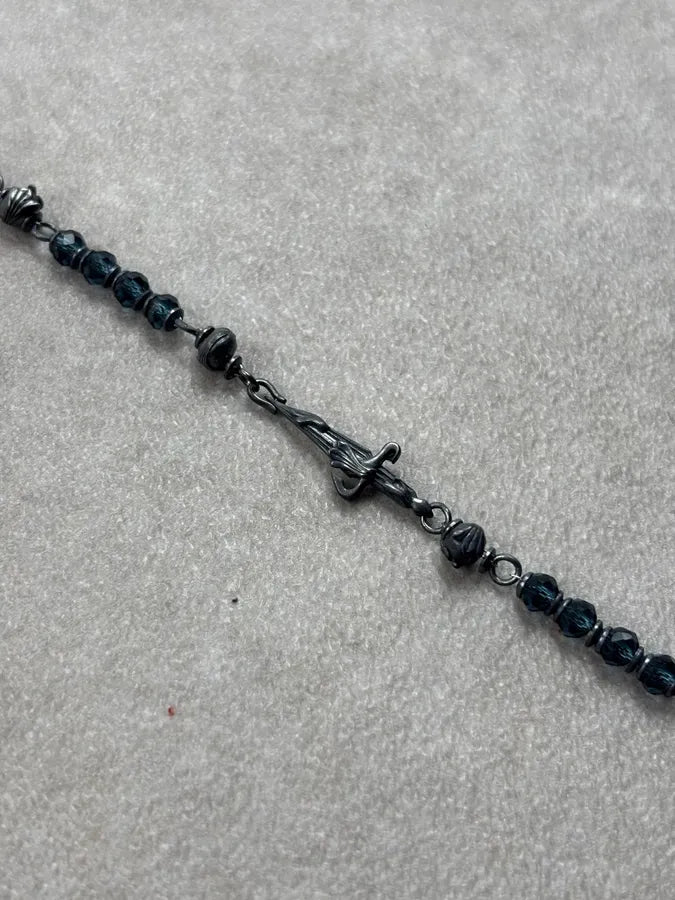 Cesare Paciotti Black Silver Faceted Beaded Bracelet rLzlpyh 8