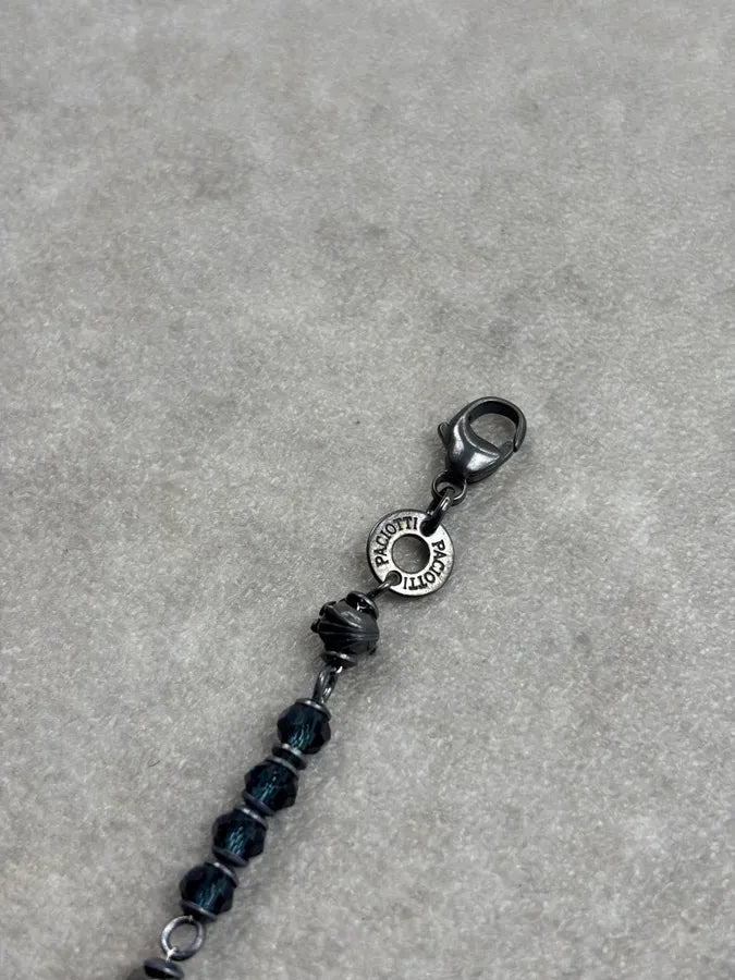 Cesare Paciotti Black Silver Faceted Beaded Bracelet rLzlpyh 9