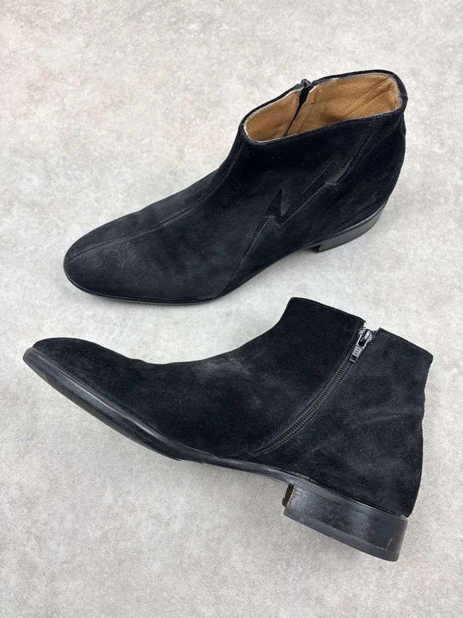 Cesare Paciotti Black Suede Chelsea Leather Boots kMcBqaS 5