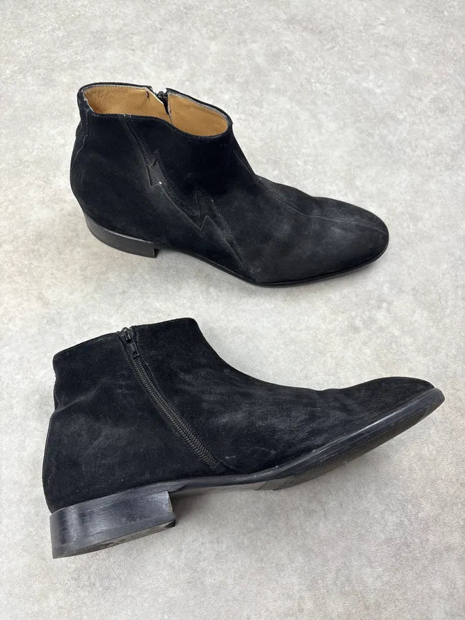 Cesare Paciotti Black Suede Chelsea Leather Boots kMcBqaS 4
