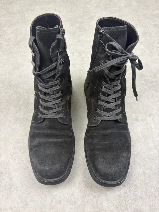 Cesare Paciotti Black Suede Lace-Up Boots gTZlsxh 1