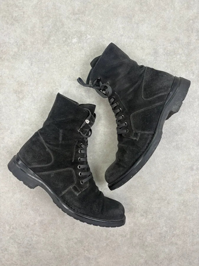 Cesare Paciotti Black Suede Lace-Up Boots gTZlsxh 4