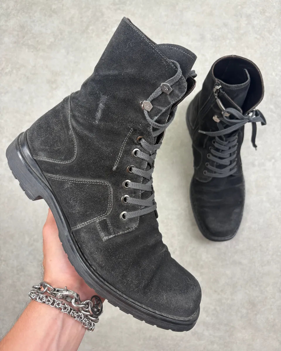 Cesare Paciotti Black Suede Lace-Up Boots gTZlsxh 0
