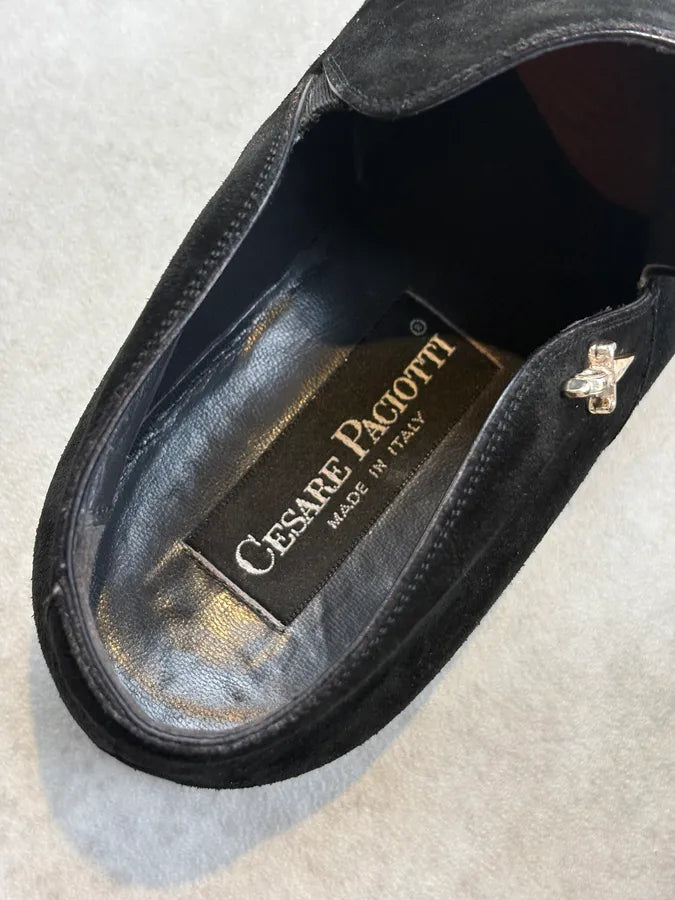Cesare Paciotti Black Suede Leather Dagger Boots rdeMiOe 6