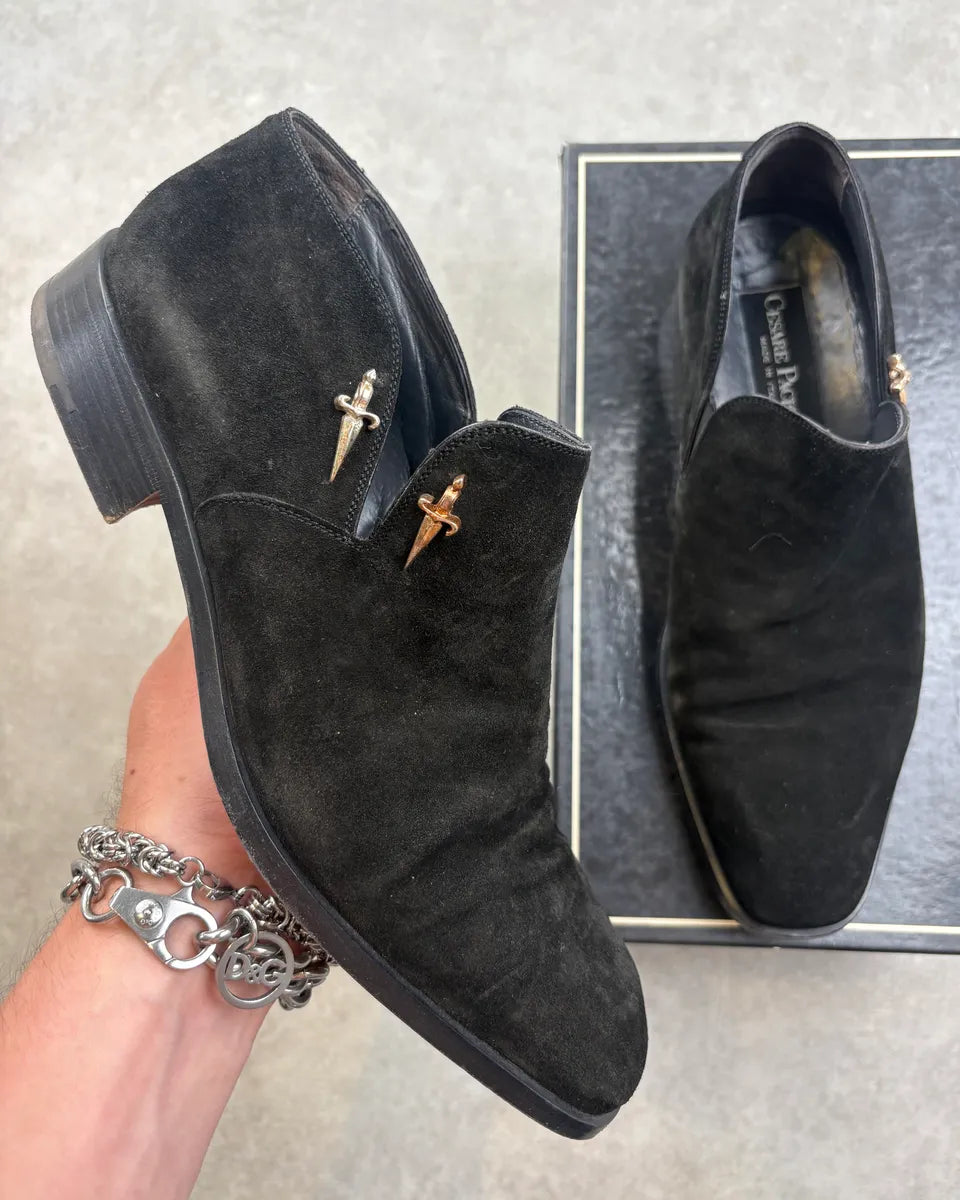 Cesare Paciotti Black Suede Leather Dagger Boots rdeMiOe 0
