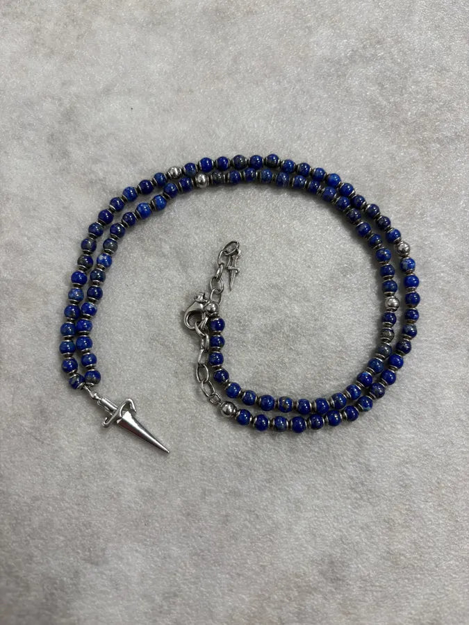 Cesare Paciotti Blue Beaded Dagger Pendant Necklace UZpvLcQ 3