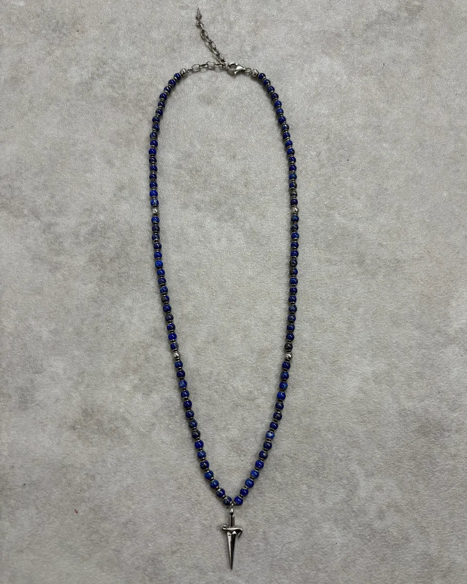 Cesare Paciotti Blue Beaded Dagger Pendant Necklace UZpvLcQ 0