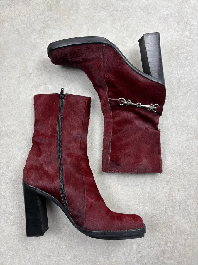 Cesare Paciotti Bordeaux Pony Hair Chain Detail Boots FdSHoBp 8