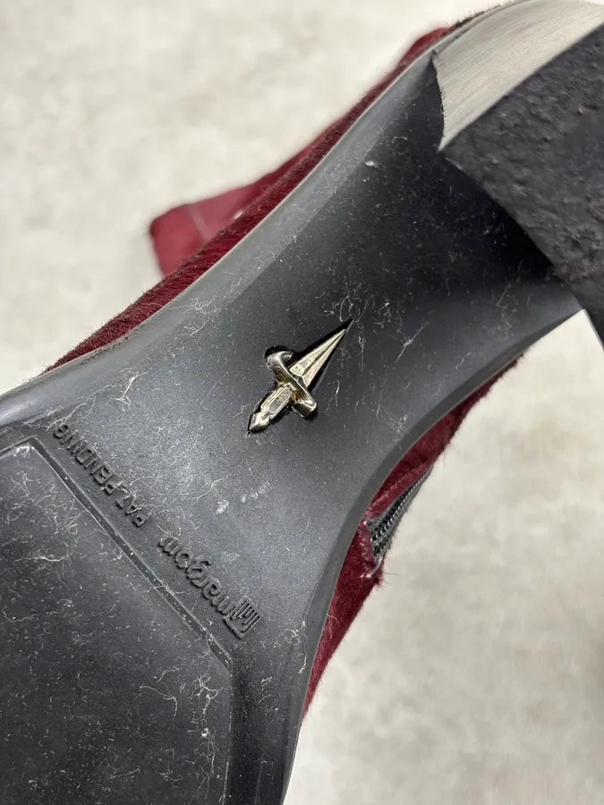 Cesare Paciotti Bordeaux Pony Hair Chain Detail Boots FdSHoBp 13