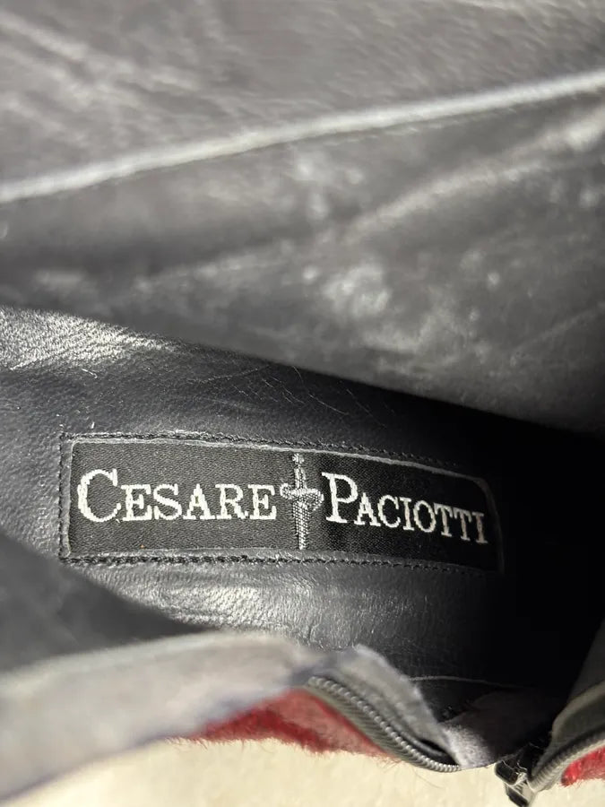 Cesare Paciotti Bordeaux Pony Hair Chain Detail Boots FdSHoBp 15
