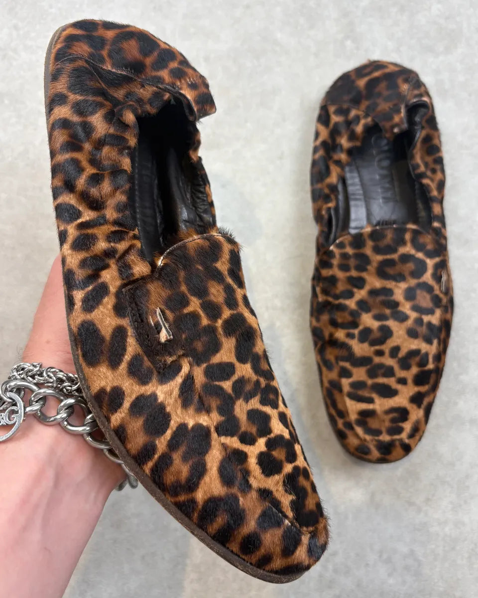 Cesare Paciotti Brown Calf Hair Leopard Curved Loafers sPUzoef 0