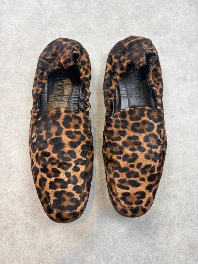Cesare Paciotti Brown Calf Hair Leopard Curved Loafers sPUzoef 1