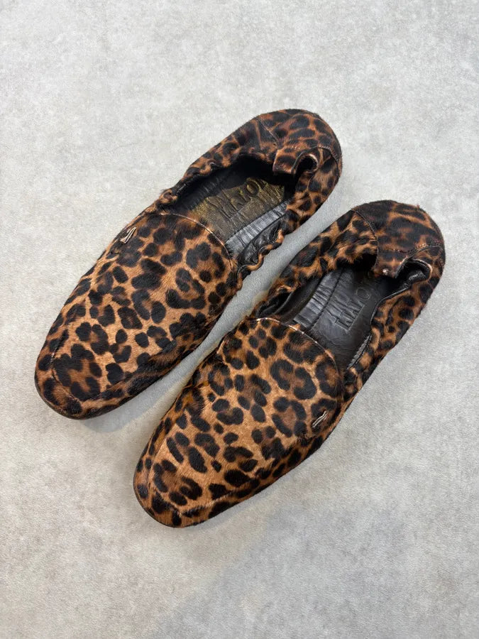 Cesare Paciotti Brown Calf Hair Leopard Curved Loafers sPUzoef 2