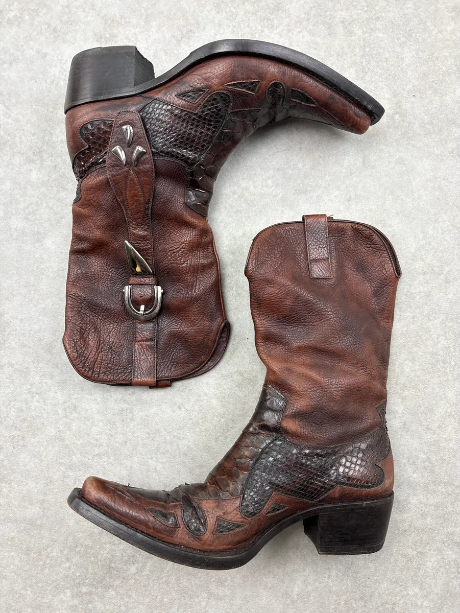 Cesare Paciotti Brown Python Leather Western Boots PPdmqop 3
