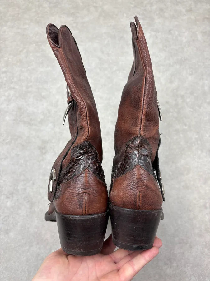 Cesare Paciotti Brown Python Leather Western Boots PPdmqop 6