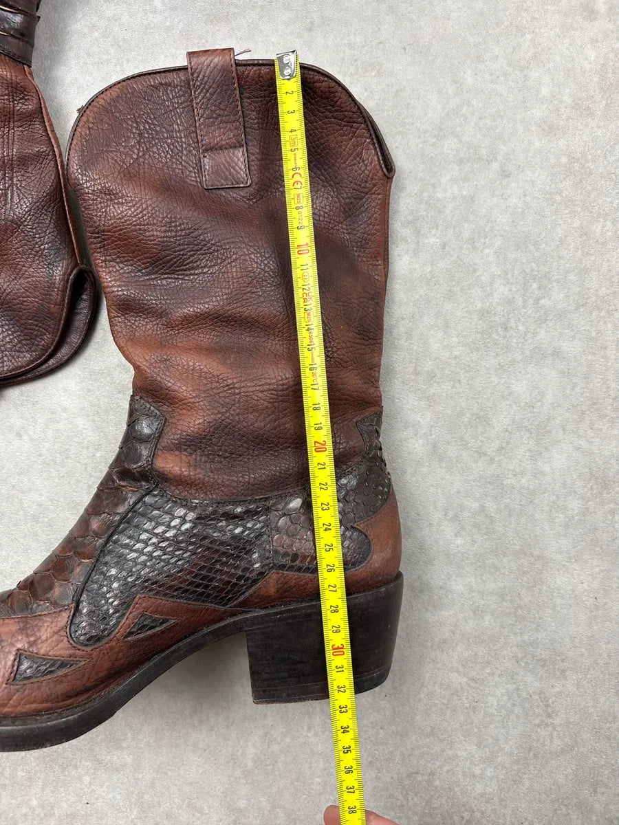 Cesare Paciotti Brown Python Leather Western Boots PPdmqop 10
