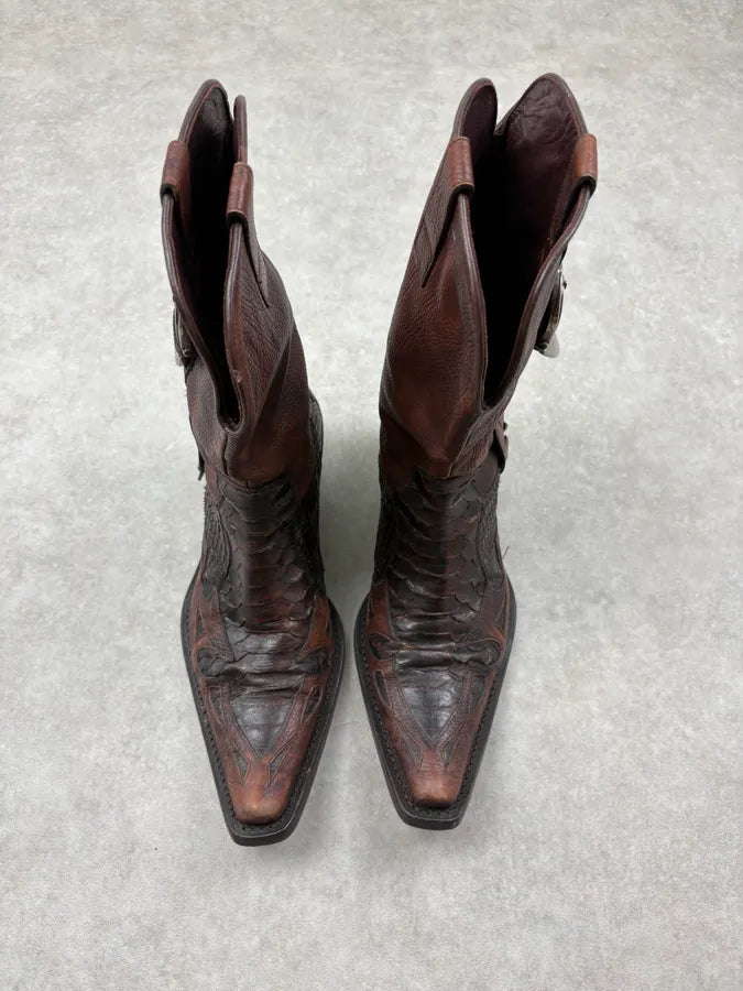 Cesare Paciotti Brown Python Leather Western Boots PPdmqop 1