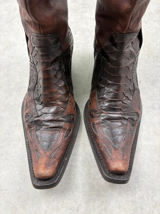 Cesare Paciotti Brown Python Leather Western Boots PPdmqop 2