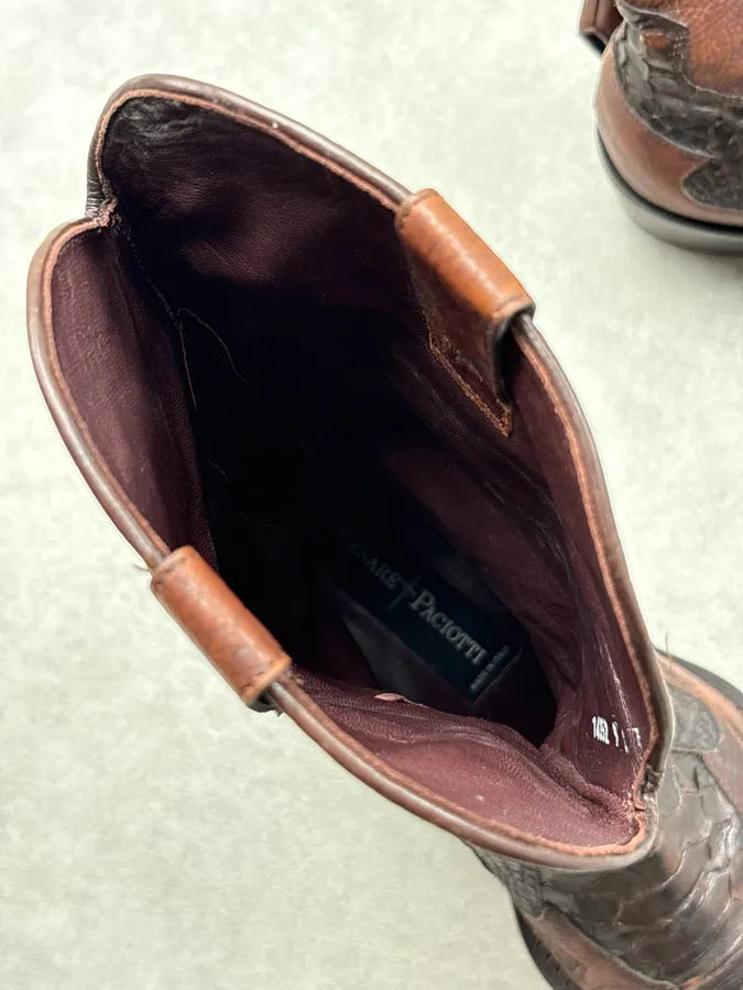 Cesare Paciotti Brown Python Leather Western Boots PPdmqop 8