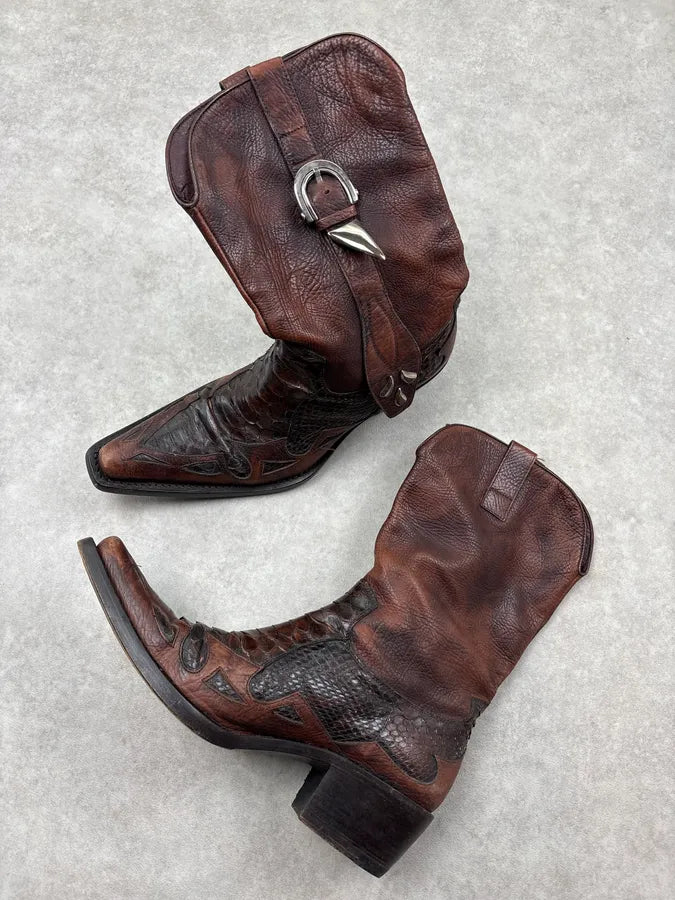 Cesare Paciotti Brown Python Leather Western Boots PPdmqop 5