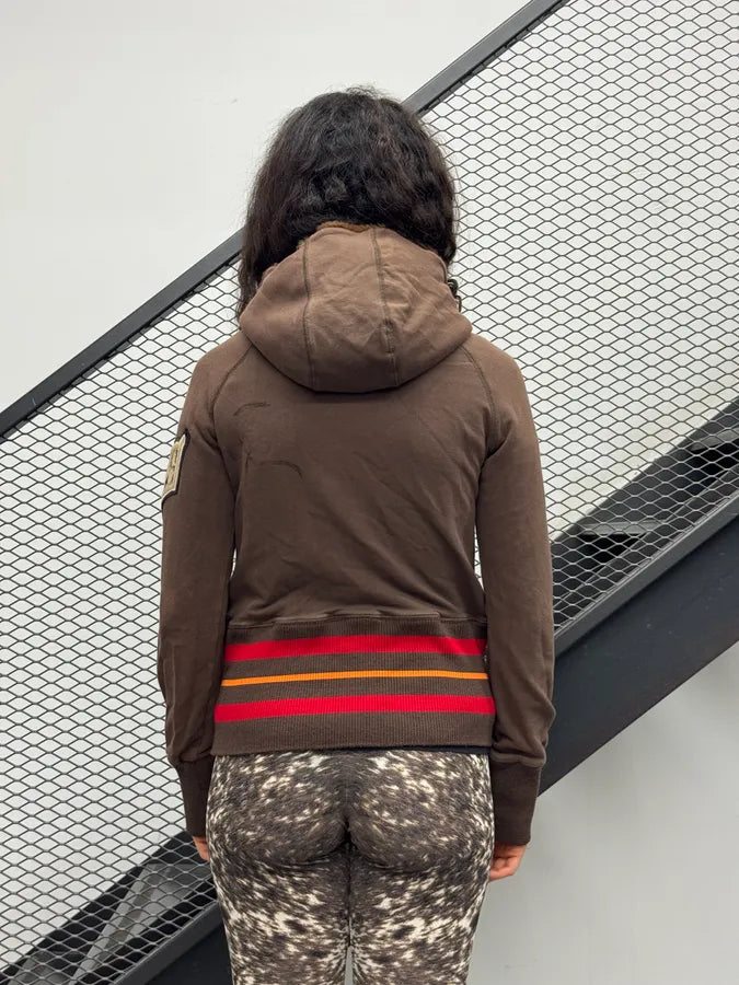 Cesare Paciotti Brown Fur Striped Zip-up Hoodie uxsyxzT 3