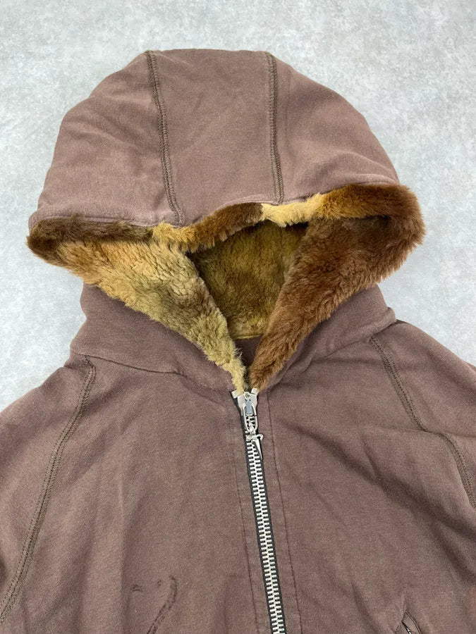 Cesare Paciotti Brown Fur Striped Zip-up Hoodie uxsyxzT 5