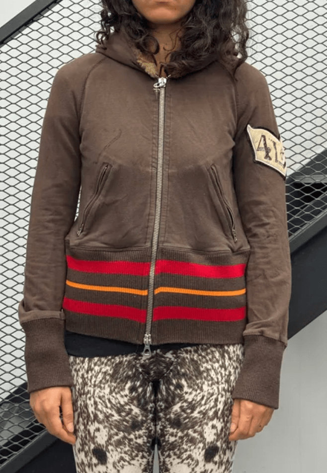 Cesare Paciotti Brown Fur Striped Zip-up Hoodie uxsyxzT 2