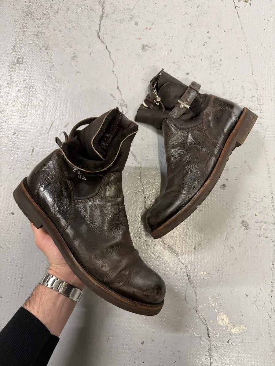 Cesare Paciotti Brown Leather Ankle Buckle Boots KYIdlAi 0