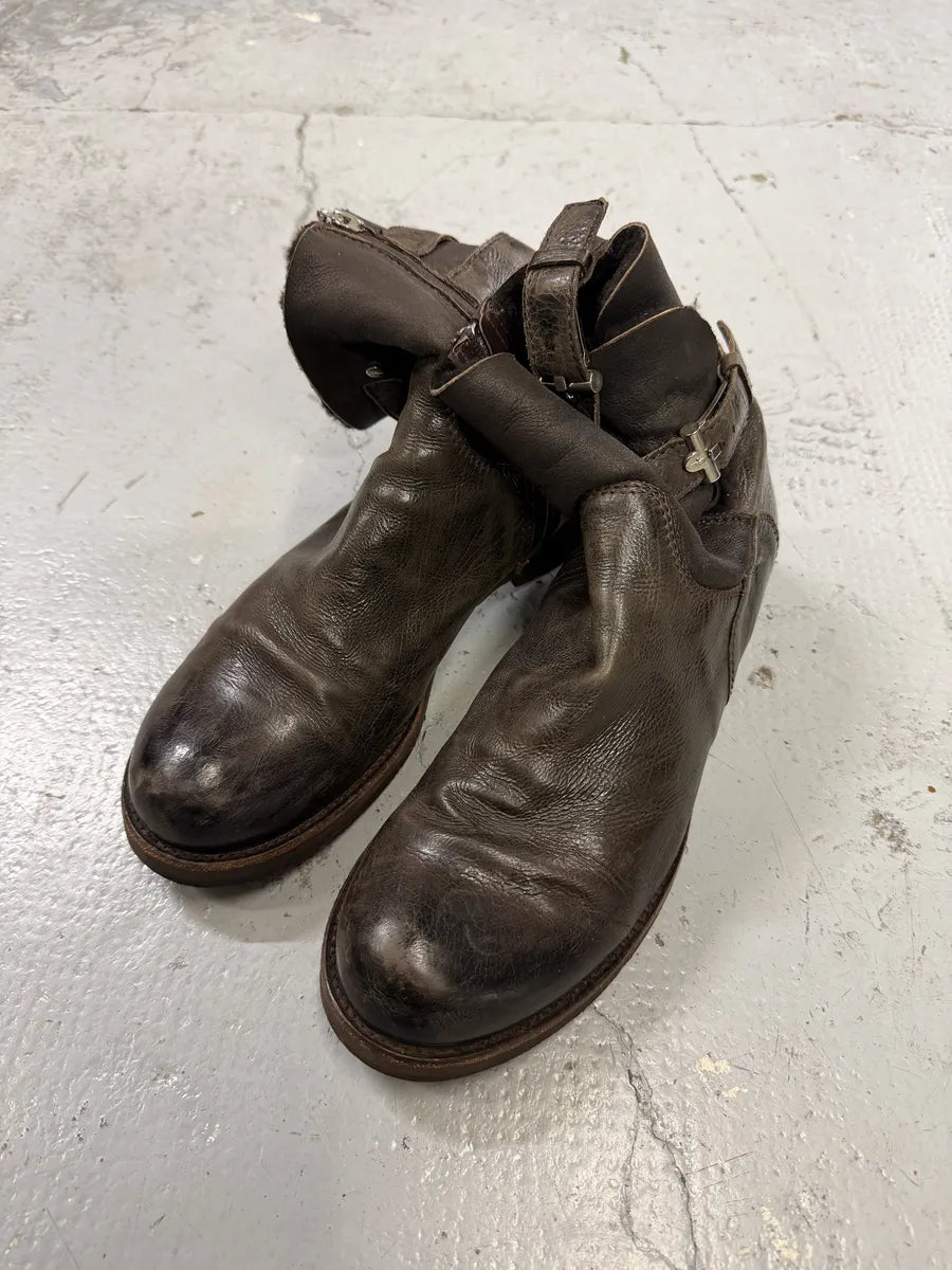 Cesare Paciotti Brown Leather Ankle Buckle Boots KYIdlAi 1