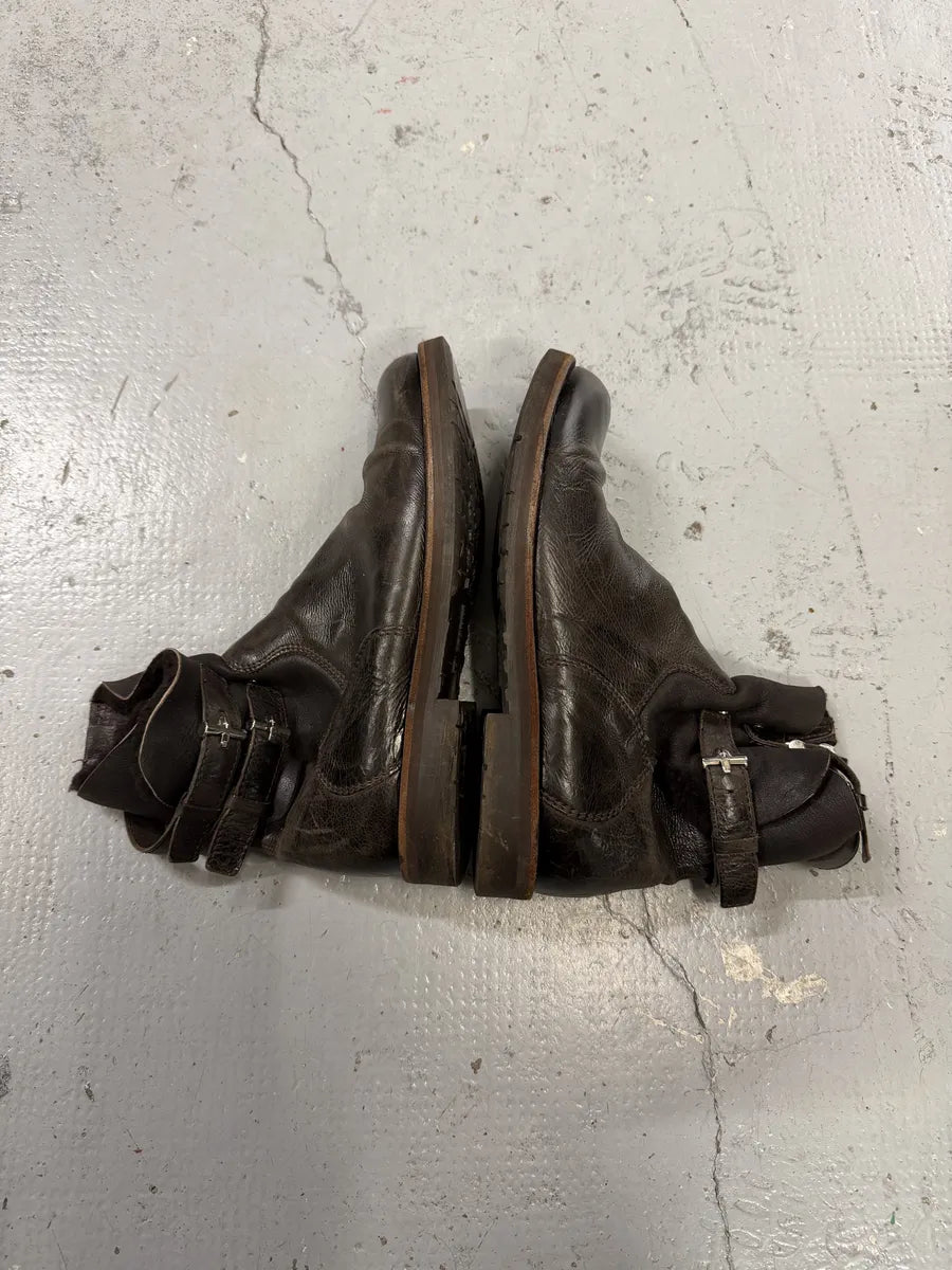 Cesare Paciotti Brown Leather Ankle Buckle Boots KYIdlAi 8