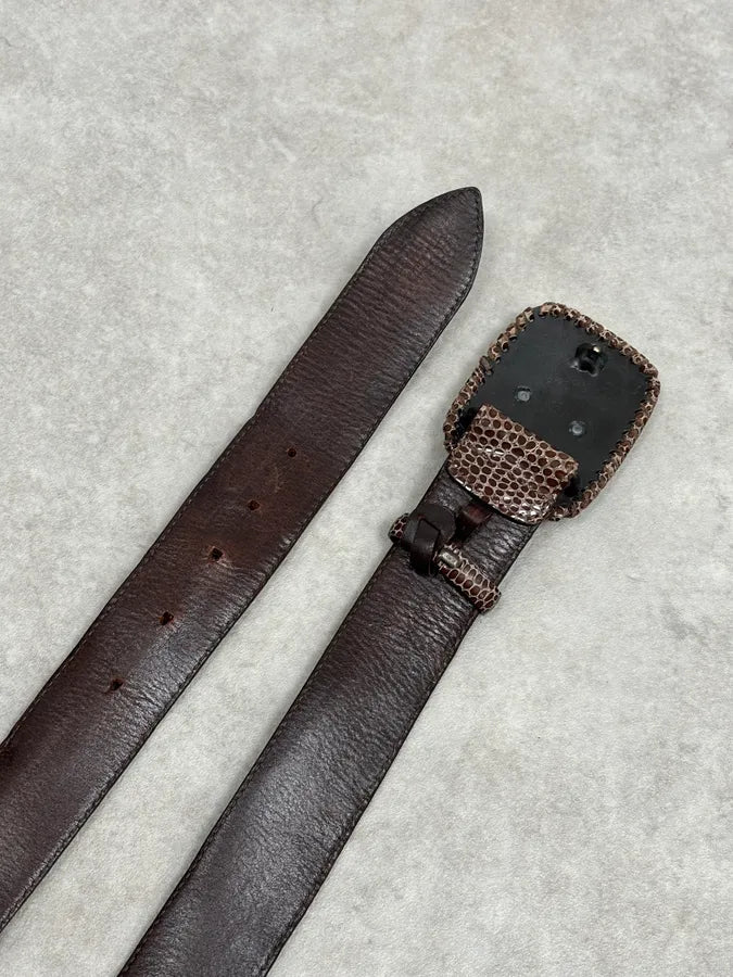 Cesare Paciotti Gold Dagger Buckle Brown Leather Belt  FMKwPmN 4