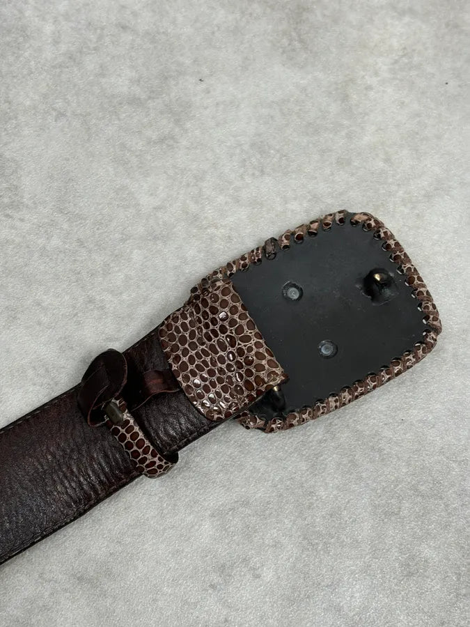 Cesare Paciotti Gold Dagger Buckle Brown Leather Belt  FMKwPmN 7