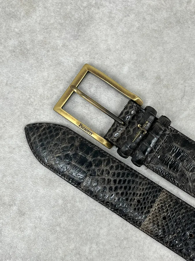 Cesare Paciotti Brown Leather Python Embossed Belt BLJAHbC 4