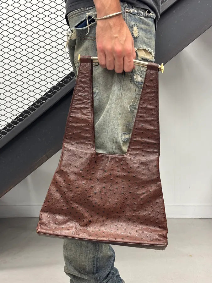 Cesare Paciotti Brown Ostrich Leather Handle Bag gAxhaxp 1