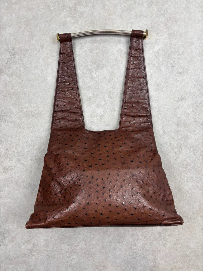 Cesare Paciotti Brown Ostrich Leather Handle Bag gAxhaxp 0