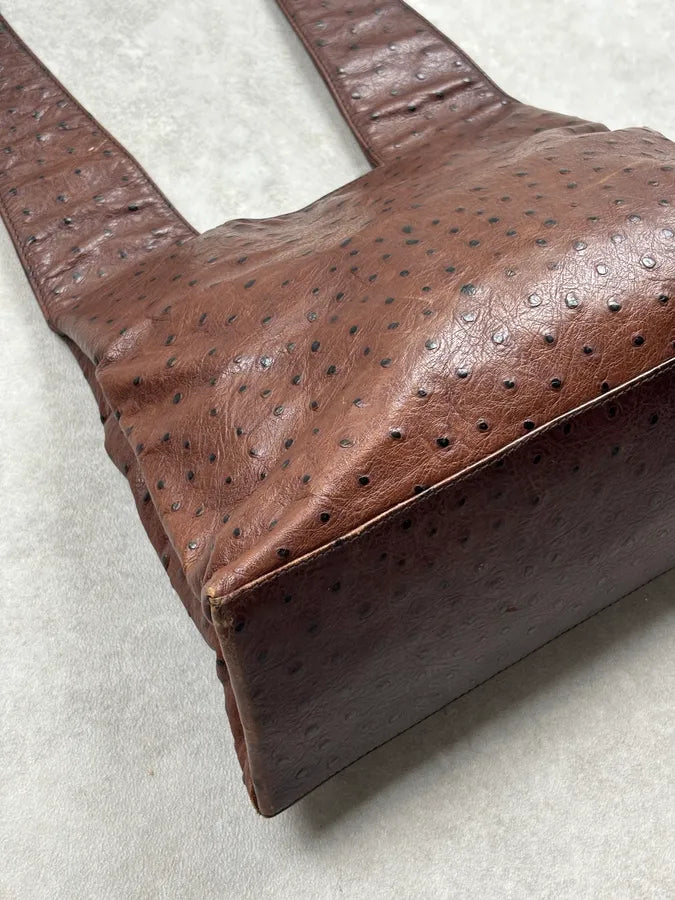 Cesare Paciotti Brown Ostrich Leather Handle Bag gAxhaxp 8