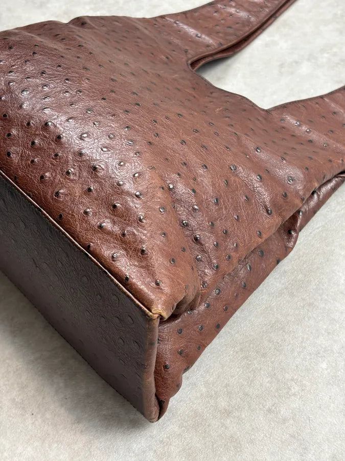 Cesare Paciotti Brown Ostrich Leather Handle Bag gAxhaxp 16