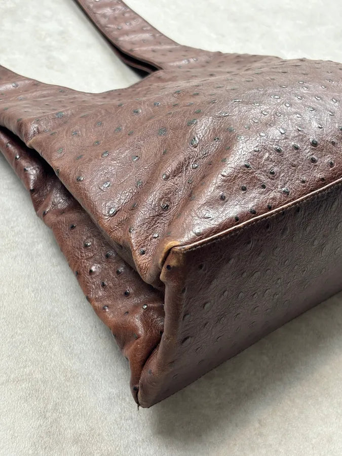 Cesare Paciotti Brown Ostrich Leather Handle Bag gAxhaxp 15