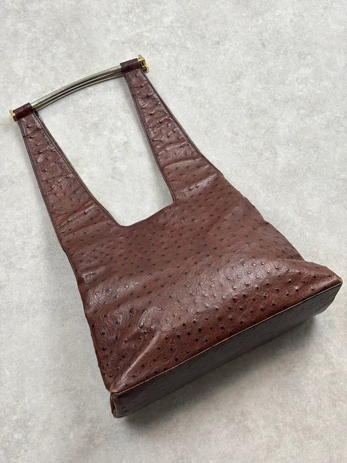 Cesare Paciotti Brown Ostrich Leather Handle Bag gAxhaxp 18