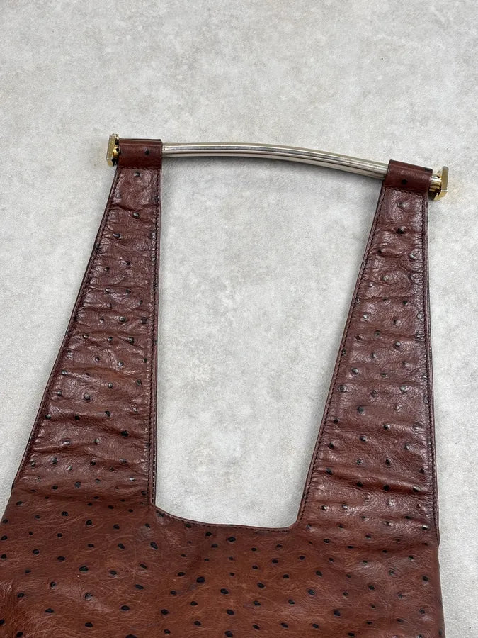 Cesare Paciotti Brown Ostrich Leather Handle Bag gAxhaxp 5