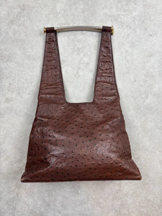 Cesare Paciotti Brown Ostrich Leather Handle Bag gAxhaxp 13