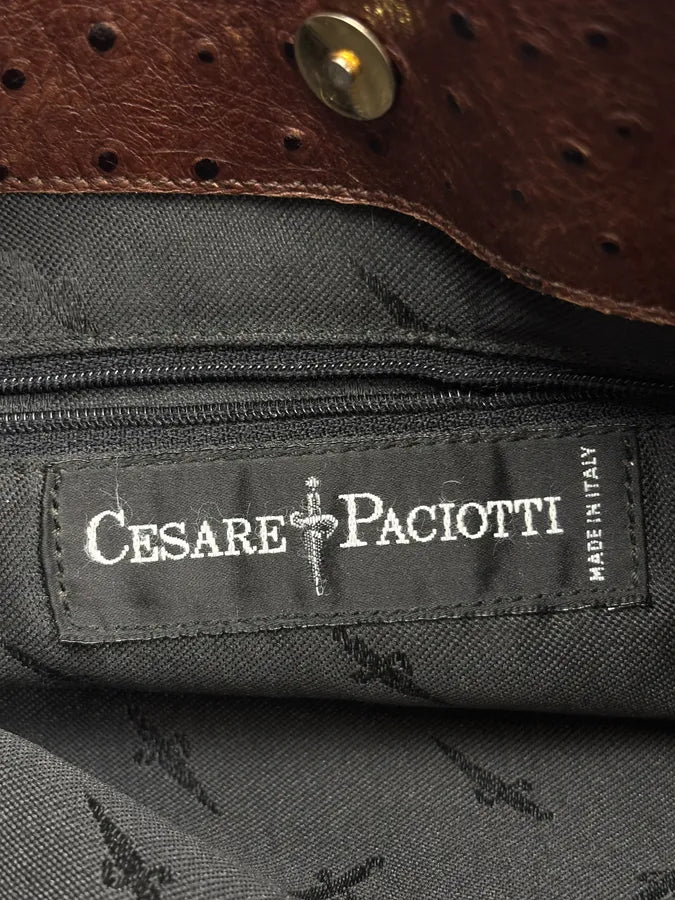 Cesare Paciotti Brown Ostrich Leather Handle Bag gAxhaxp 20