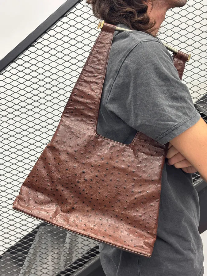 Cesare Paciotti Brown Ostrich Leather Handle Bag gAxhaxp 2