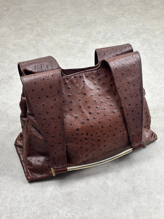 Cesare Paciotti Brown Ostrich Leather Handle Bag gAxhaxp 3
