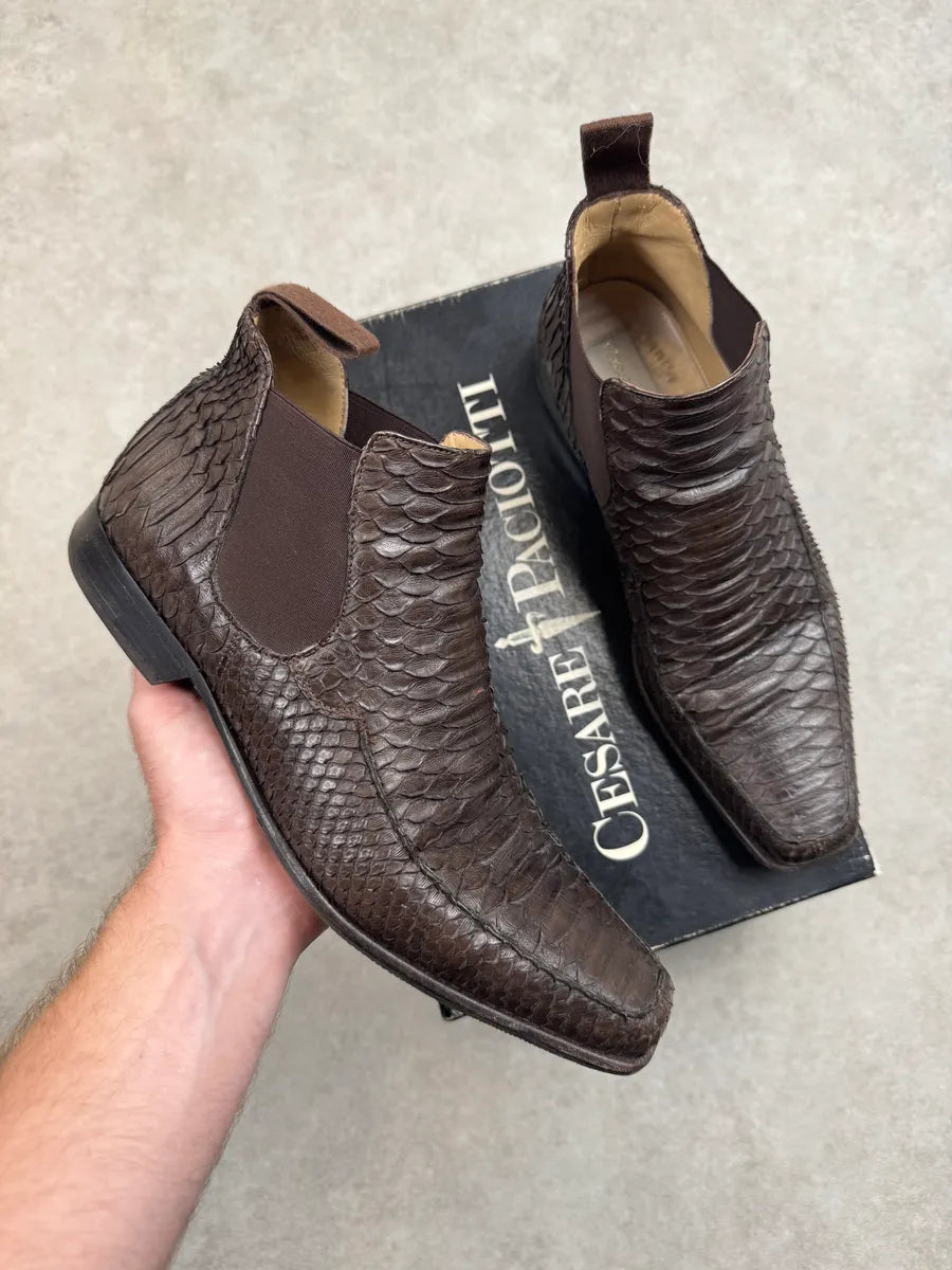 Cesare Paciotti Brown Python Leather Chelsea Boots HcNoNQb 0
