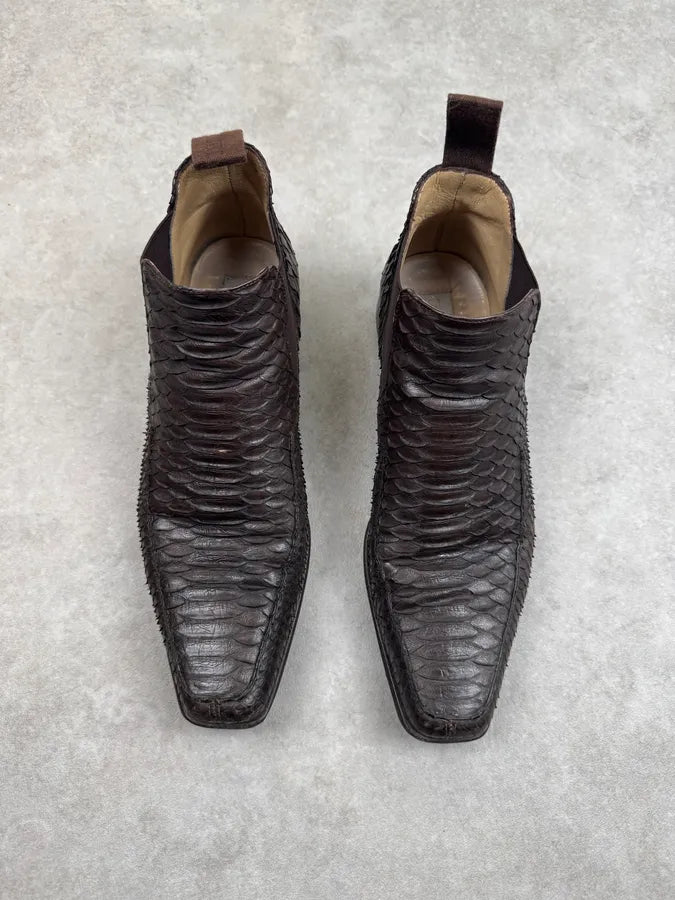 Cesare Paciotti Brown Python Leather Chelsea Boots HcNoNQb 2