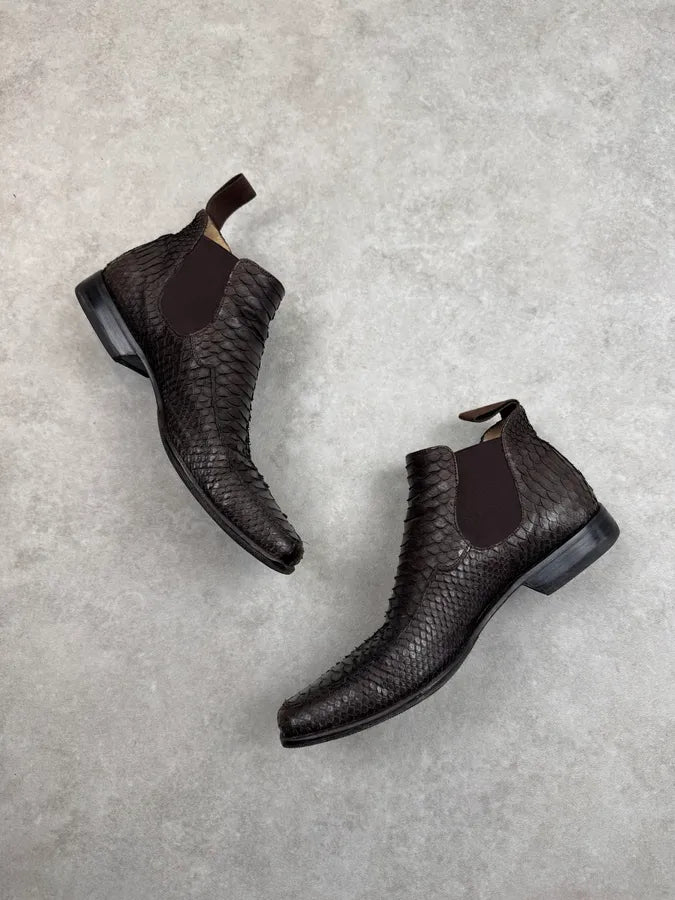 Cesare Paciotti Brown Python Leather Chelsea Boots HcNoNQb 3